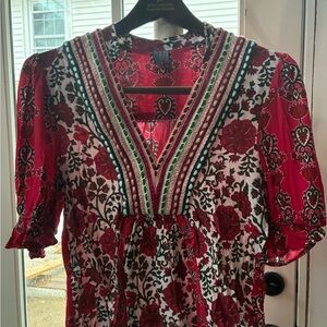 Maeve Red and White Floral Blouse